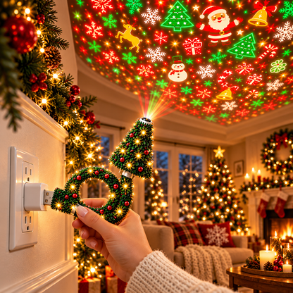 Christmas Tree Projection Night Light, Christmas Ceiling Projector USB Powered Hd Christmas Scene Projector, Plug-In Flexible Tree Lamp, 6 Magical Light Effects for Instant Holiday Magic